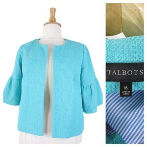 Talbot Plus Size Aqua Blue Bell Sleeve Blazer Jacket 16 Formal Business Career